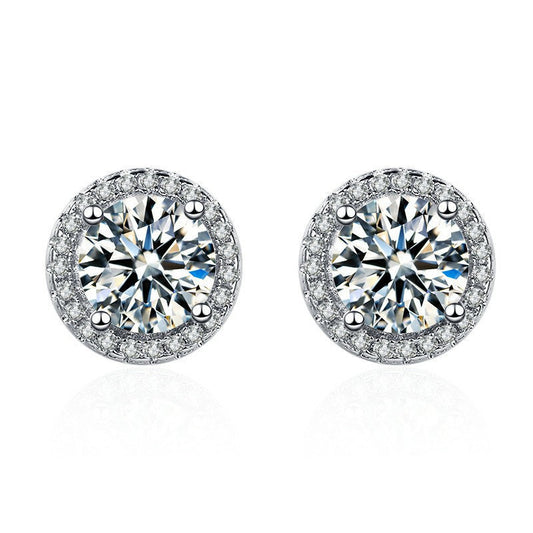 Moissanite Halo Stud Earrings